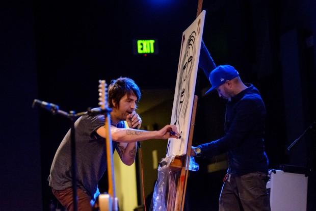 Joseph Arthur painting onstage mid-set | Photo by Michelle Montgomery | michellemontgomeryphotography