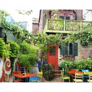 The outdoor garden at Silk City (via @BookishKate's instagram)