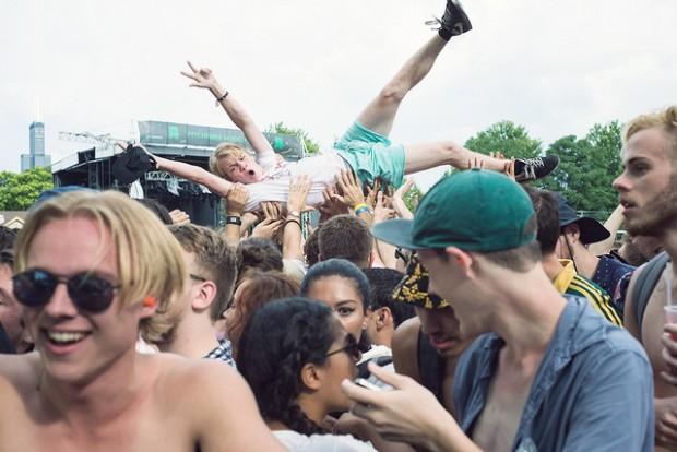 Crowd surfer at Pitchfork Music Fest  | Photo by Scott Troyan | scotttroyan.com