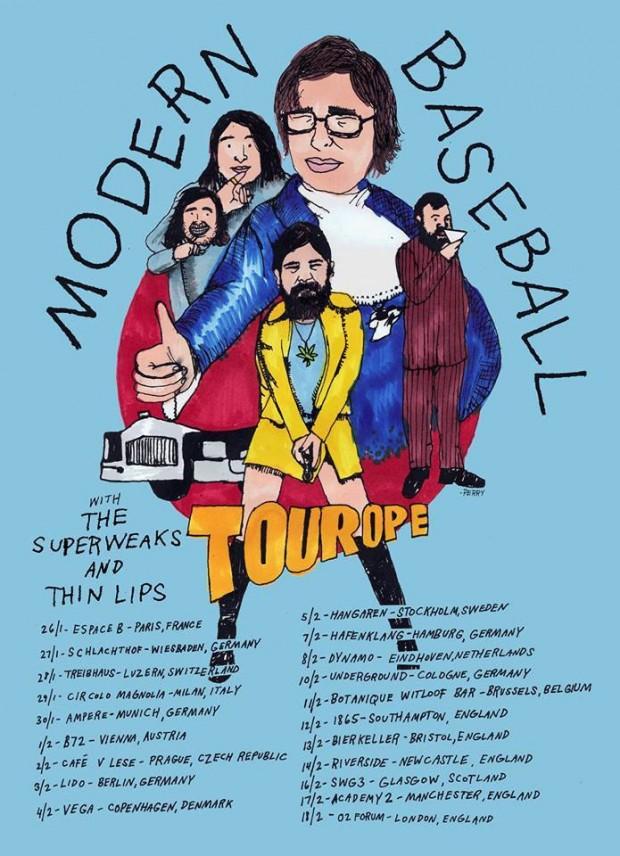Modern Baseball / Thin Lips / Superweaks tour poster | courtesy of the artist