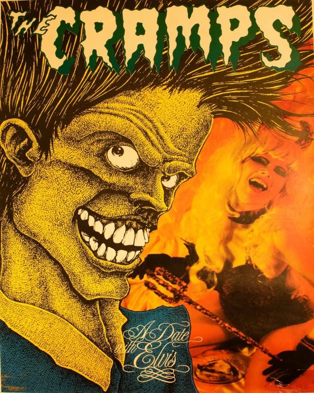 A poster for The Cramps' 1986 LP A Date With Elvis