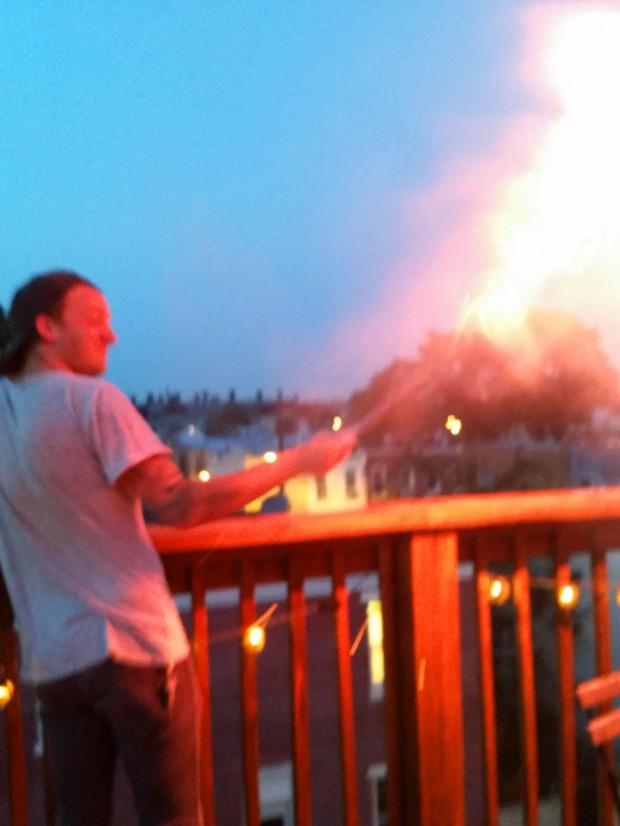 Shooting off fireworks