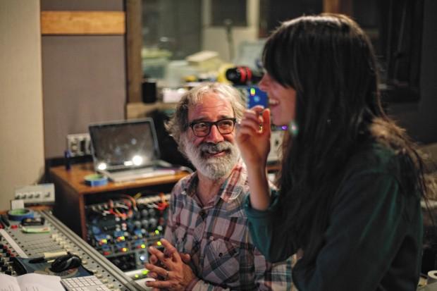 Frances Quinlan and John Agnello in the studio