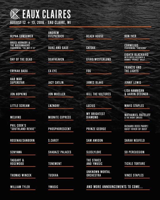 Eaux Claires 2016 Festival Lineup