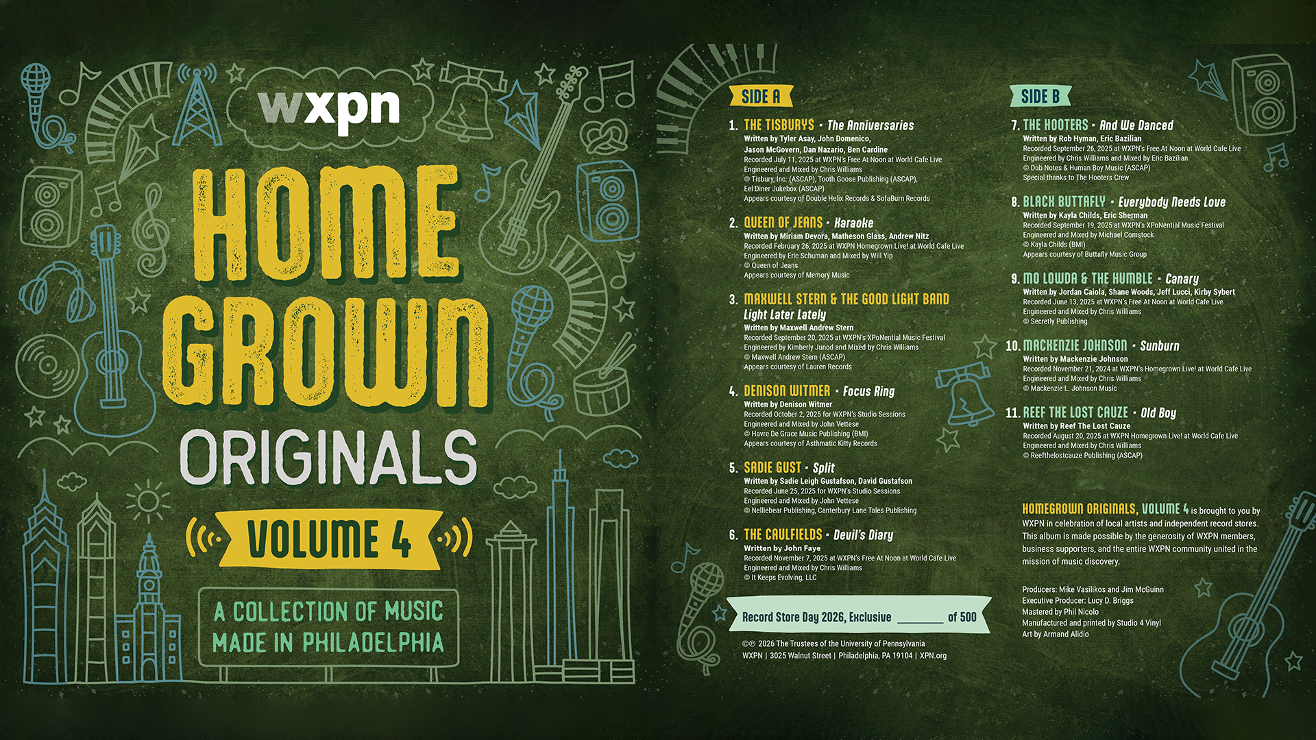 WXPN Announces Homegrown Originals Volume 4: An All-Philadelphia Record Store Day Vinyl Exclusive Only Available In Stores on April 18